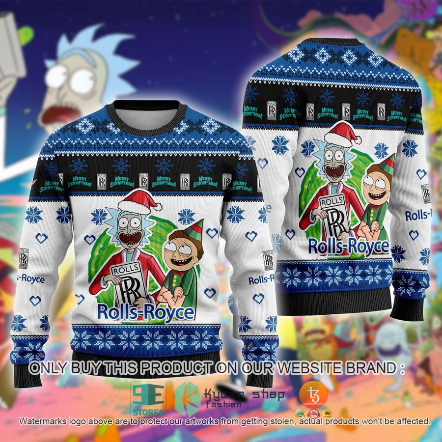 rolls royce automobiles car rick and morty ugly christmas sweater 1 77022