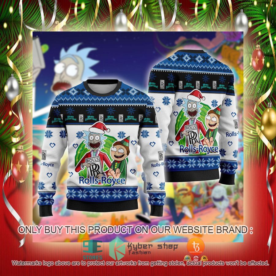 NEW Rolls-Royce Automobiles Car Rick and Morty Sweatshirt 2 rolls royce automobiles car rick and morty ugly christmas sweater 2 20563