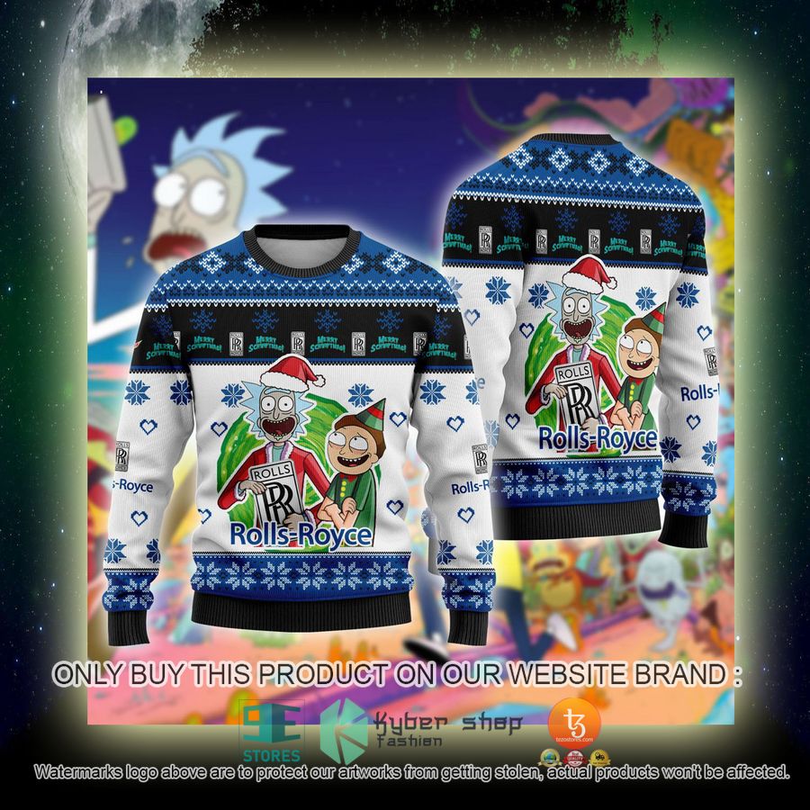 NEW Rolls-Royce Automobiles Car Rick and Morty Sweatshirt 4 rolls royce automobiles car rick and morty ugly christmas sweater 4 91737