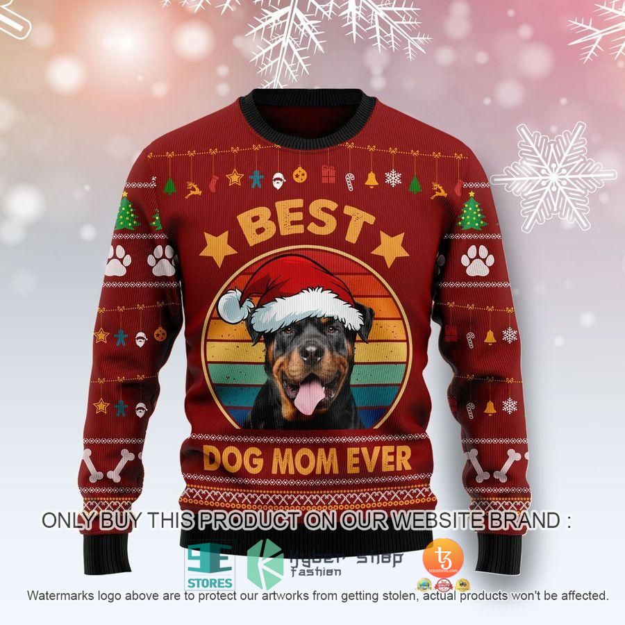rottweiler best dog mom ever ugly christmas sweater 1 7003