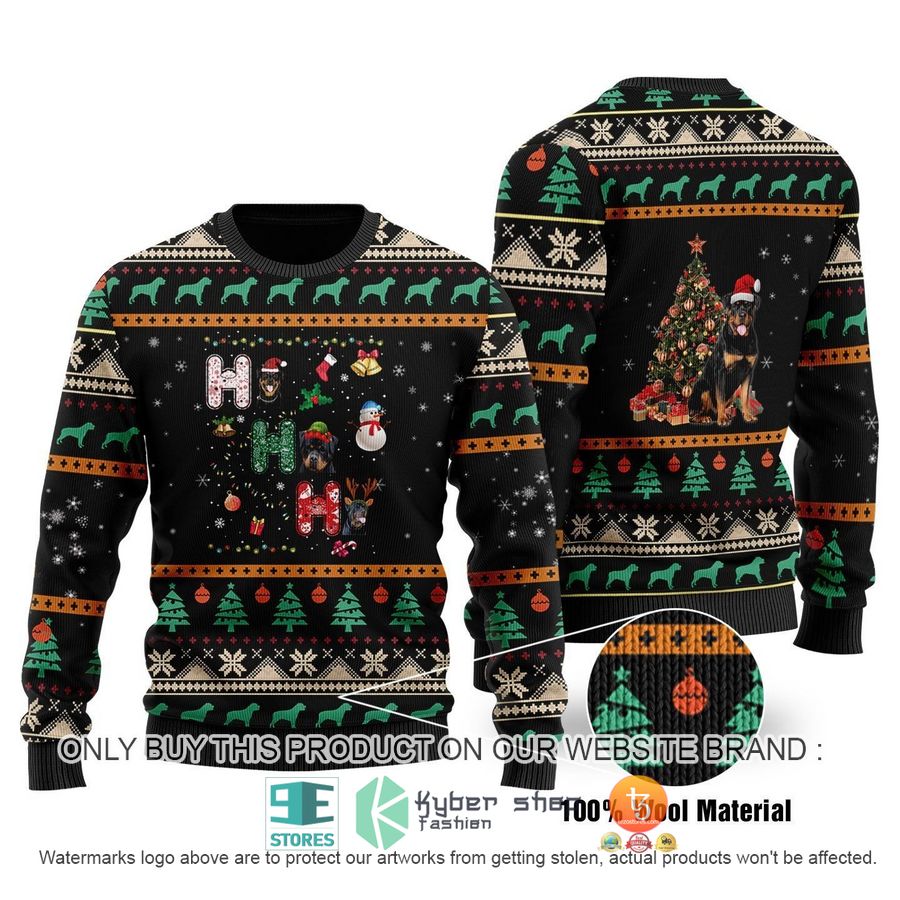 rottweiler ho ho ho christmas tree ugly sweater 1 85946
