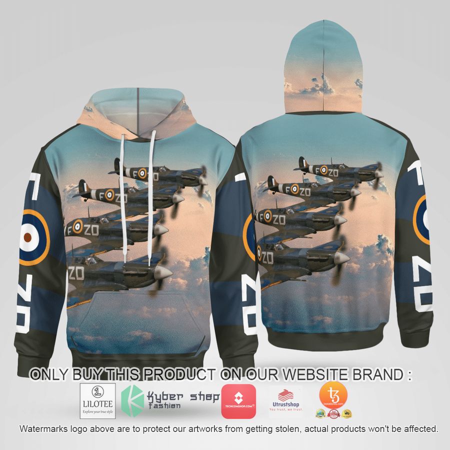 royal air force spitfire vb of 222 squadron 3d hoodie 1 70213