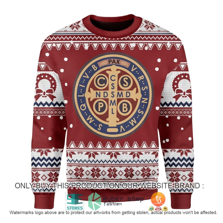 HOT Saint Benedict Medal Ugly Christmas Sweater 2 saint benedict medal ugly christmas sweater 2 51039