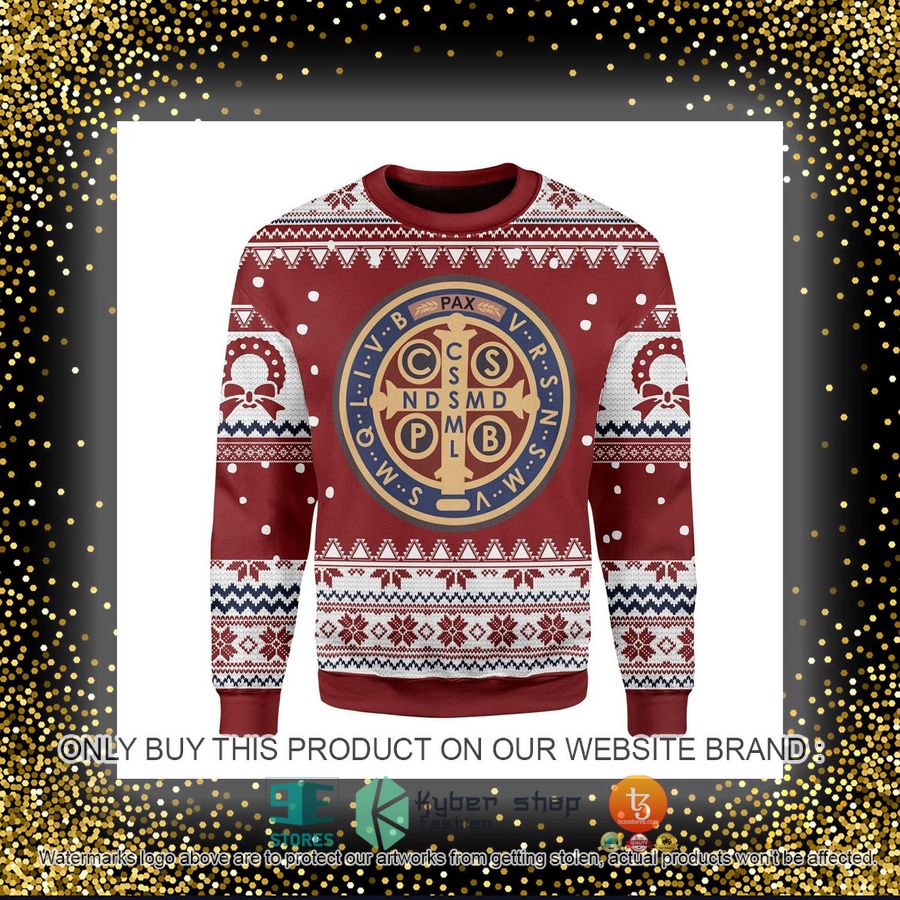 HOT Saint Benedict Medal Ugly Christmas Sweater 4 saint benedict medal ugly christmas sweater 4 74187