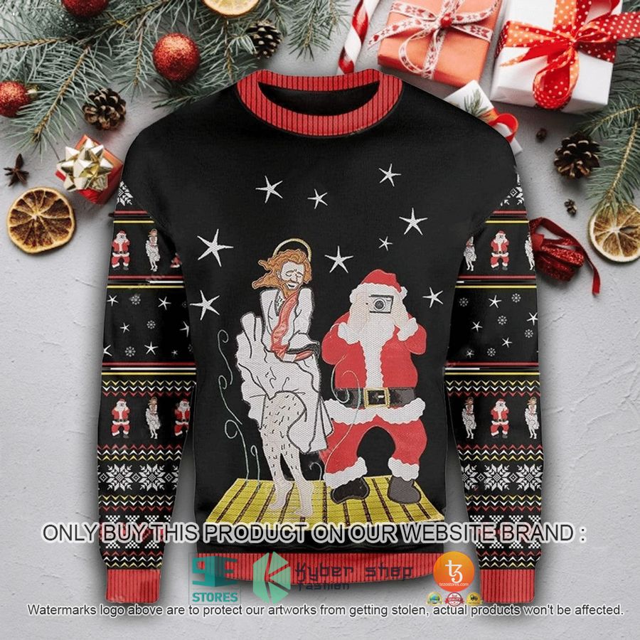 HOT Santa and Jesus Marilyn Monroe Ugly Christmas Sweater 3 santa and jesus marilyn monroe ugly christmas sweater 3 57846