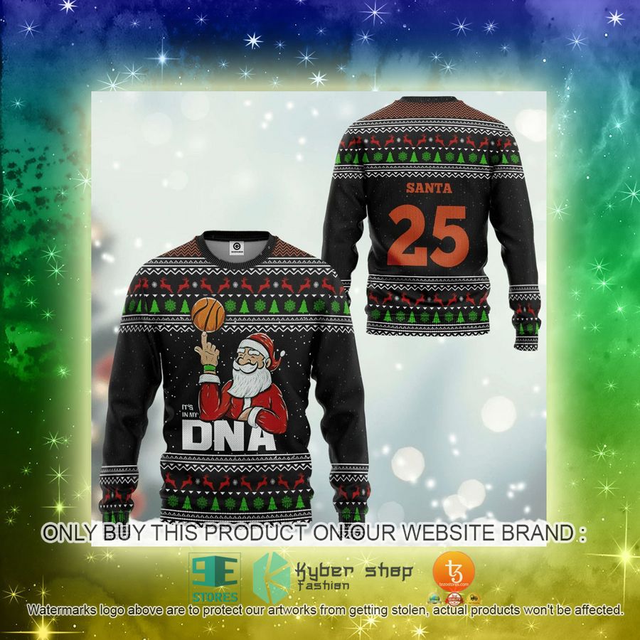 NEW Santa Claus 25 Basketball It's In My DNA Christmas Sweatshirt, Sweater 3 santa claus 25 basketball its in my dna christmas ugly sweater 3 29318
