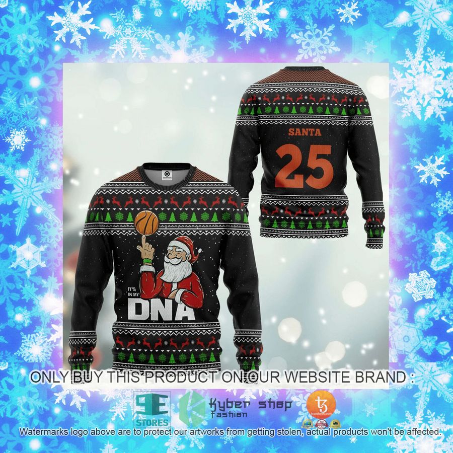 NEW Santa Claus 25 Basketball It's In My DNA Christmas Sweatshirt, Sweater 4 santa claus 25 basketball its in my dna christmas ugly sweater 4 69440