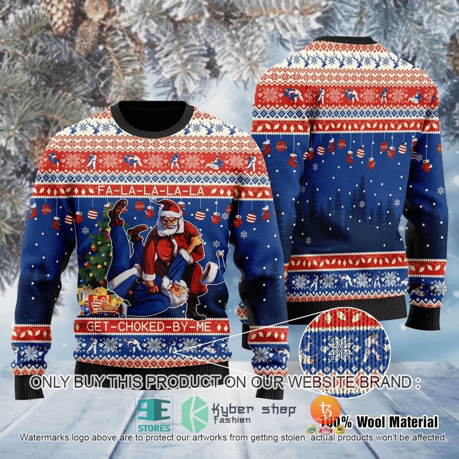 santa claus get choked by me christmas ugly sweater 1 32961