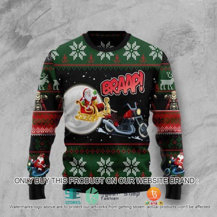 santa claus motorbike braap christmas ugly sweater 1 48887
