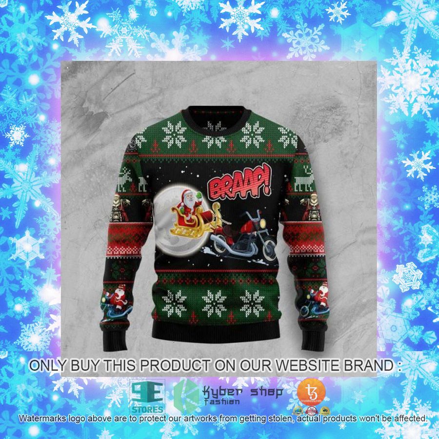 NEW Santa Claus Motorbike Braap Christmas Sweatshirt, Sweater 4 santa claus motorbike braap christmas ugly sweater 4 67910