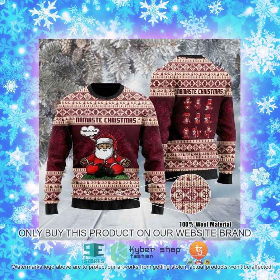 NEW Santa Claus Namaste Christmas Sweatshirt, Sweater 4 santa claus namaste christmas ugly sweater 4 98108