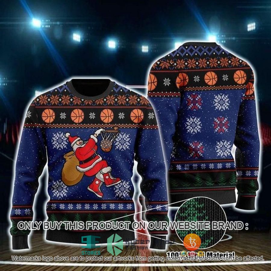 NEW Santa Claus play Basketball Christmas Sweatshirt, Sweater 8 santa claus play basketball christmas ugly sweater 1 34699