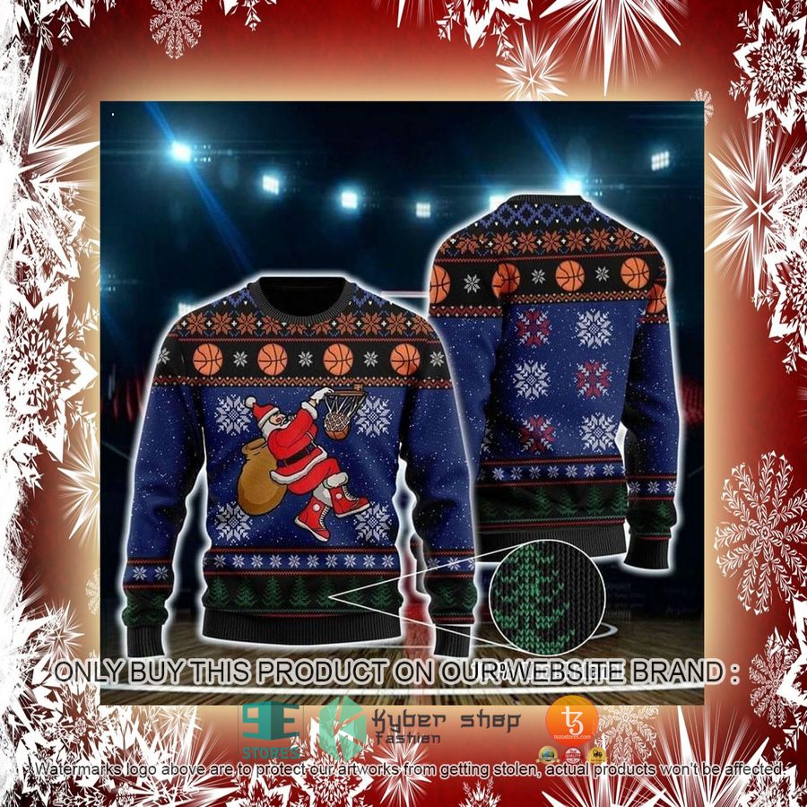 NEW Santa Claus play Basketball Christmas Sweatshirt, Sweater 2 santa claus play basketball christmas ugly sweater 2 14015