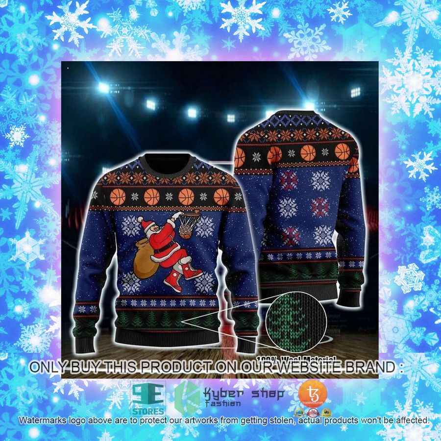 NEW Santa Claus play Basketball Christmas Sweatshirt, Sweater 4 santa claus play basketball christmas ugly sweater 4 22495