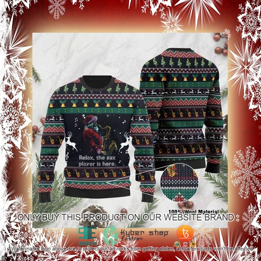 NEW Santa Claus Plays Saxophone Christmas Sweatshirt, Sweater 2 santa claus plays saxophone christmas ugly sweater 2 94032
