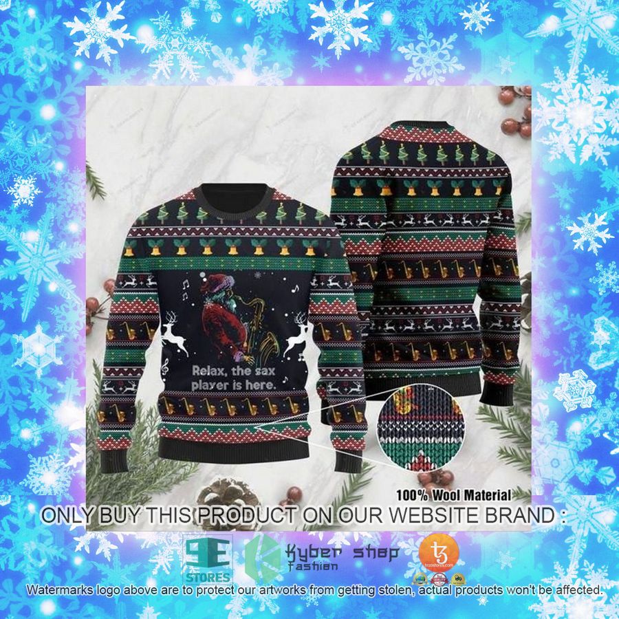 NEW Santa Claus Plays Saxophone Christmas Sweatshirt, Sweater 4 santa claus plays saxophone christmas ugly sweater 4 99890