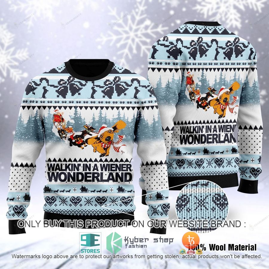NEW Santa Claus Sleigh Walkin' In A Wiener Wonderland Christmas Sweatshirt, Sweater 16 santa claus sleigh walkin in a wiener wonderland christmas ugly sweater 1 93391