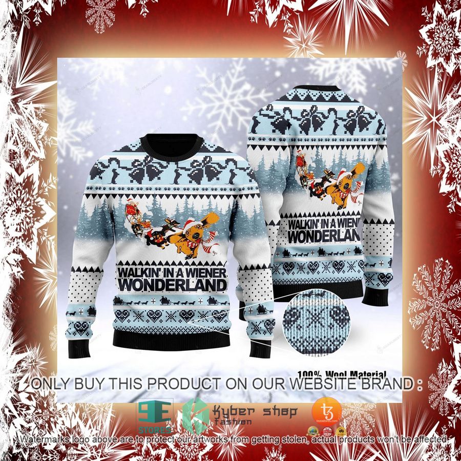 NEW Santa Claus Sleigh Walkin' In A Wiener Wonderland Christmas Sweatshirt, Sweater 2 santa claus sleigh walkin in a wiener wonderland christmas ugly sweater 2 80080
