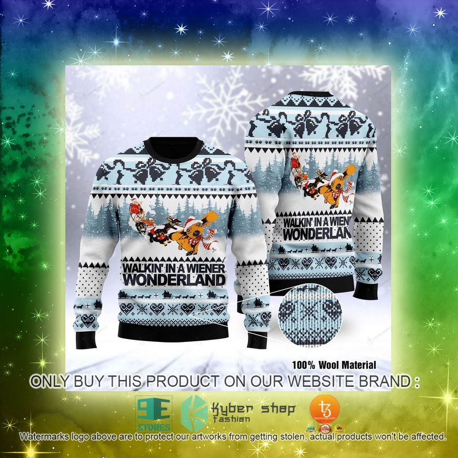 NEW Santa Claus Sleigh Walkin' In A Wiener Wonderland Christmas Sweatshirt, Sweater 3 santa claus sleigh walkin in a wiener wonderland christmas ugly sweater 3 10981