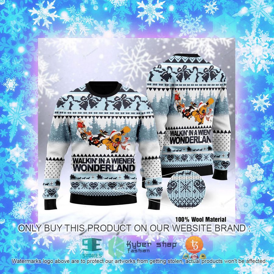 NEW Santa Claus Sleigh Walkin' In A Wiener Wonderland Christmas Sweatshirt, Sweater 4 santa claus sleigh walkin in a wiener wonderland christmas ugly sweater 4 51473