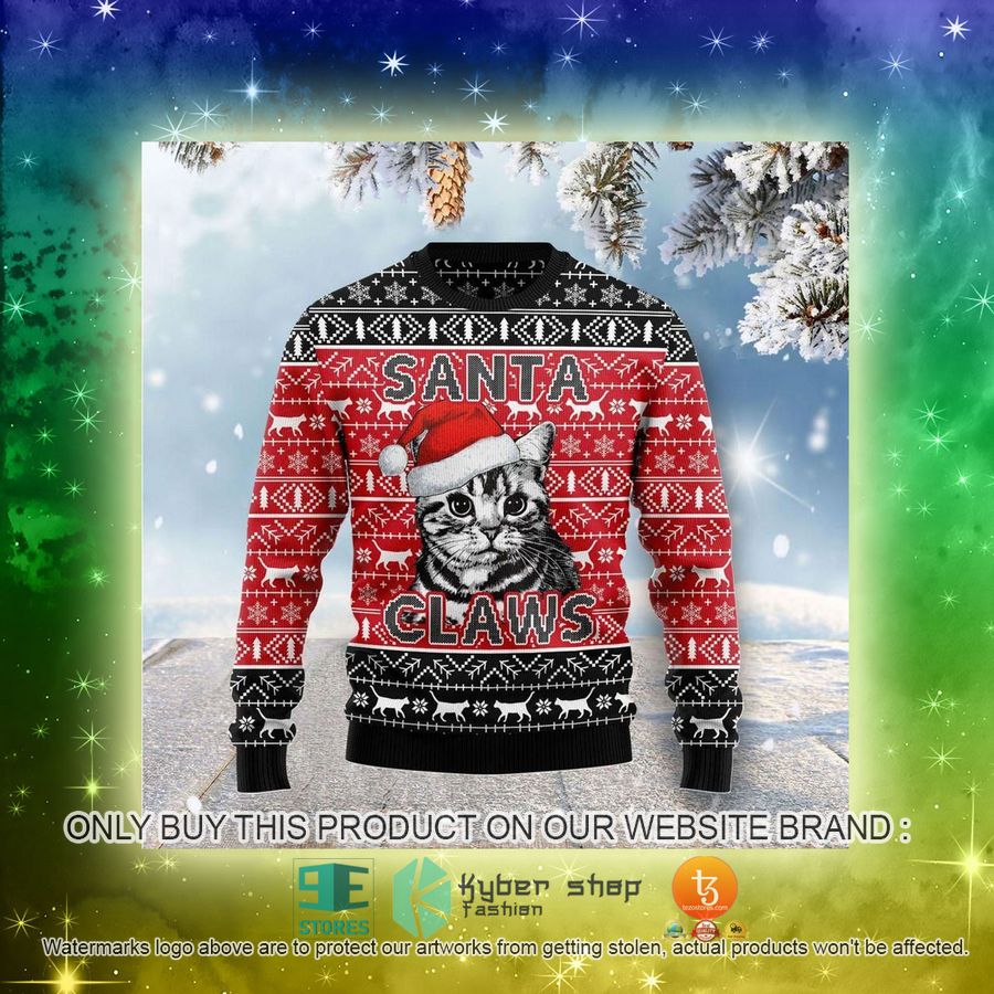 NEW Santa Claws Cat Christmas Sweatshirt, Sweater 3 santa claws cat christmas ugly sweater 3 17666