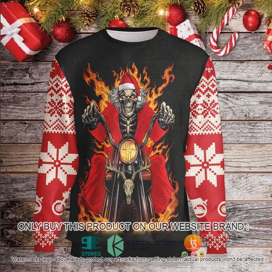 HOT Santa Skeleton Driving Ugly Christmas Sweater 3 santa skeleton driving ugly christmas sweater 3 89065