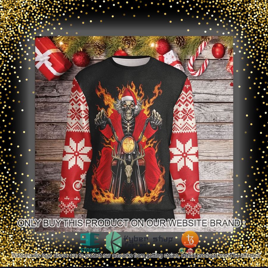 HOT Santa Skeleton Driving Ugly Christmas Sweater 4 santa skeleton driving ugly christmas sweater 4 67028