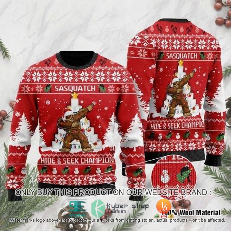 sasquatch hide seek champion ugly christmas sweater 1 3401