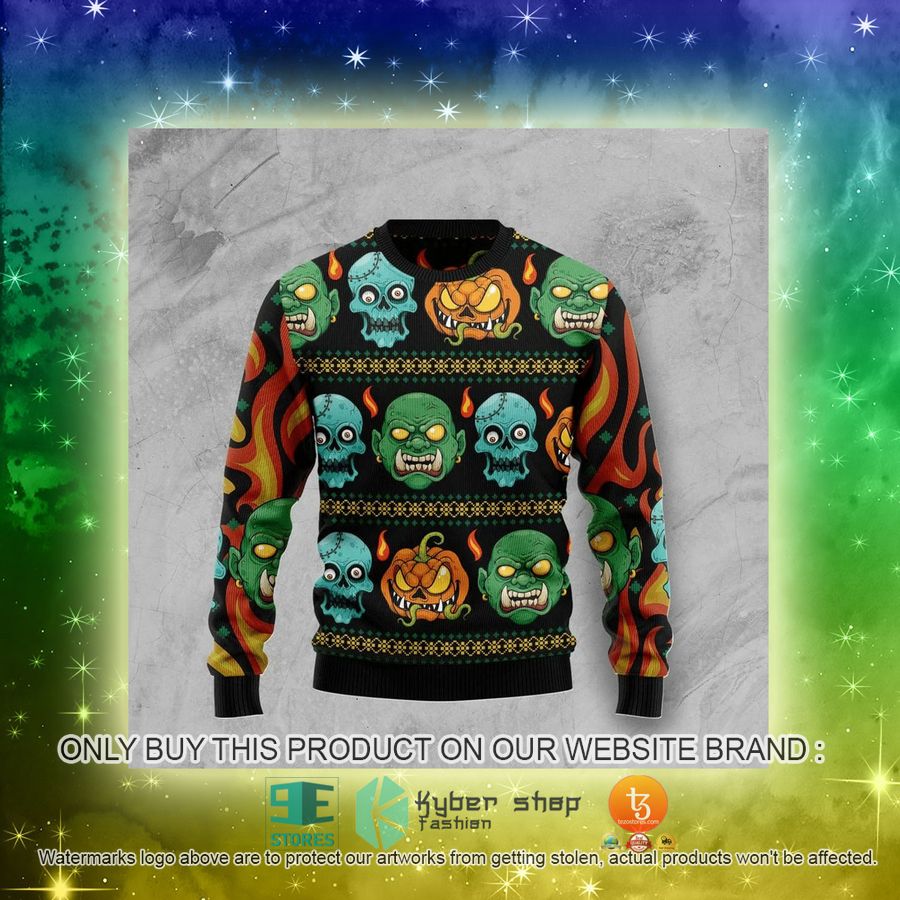 NEW Scary Zombie Pumpkin Sweatshirt, Sweater 3 scary zombie pumpkin ugly sweater 3 9079