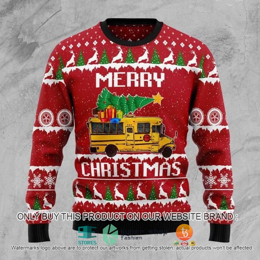 school bus ugly christmas sweater 1 70907