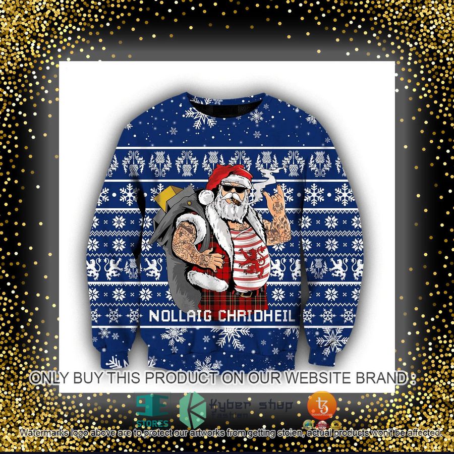HOT Scottish Gangster Santa Blue Ugly Christmas Sweater 4 scottish gangster santa blue ugly christmas sweater 4 35959