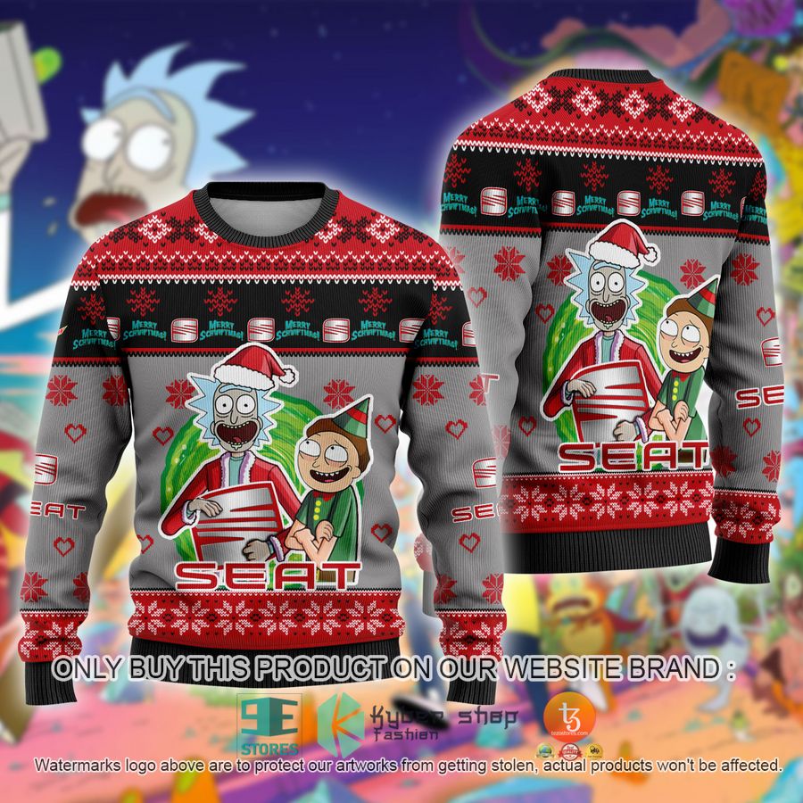 NEW Seat Car Rick and Morty Sweatshirt 1 seat car rick and morty ugly christmas sweater 1 9881