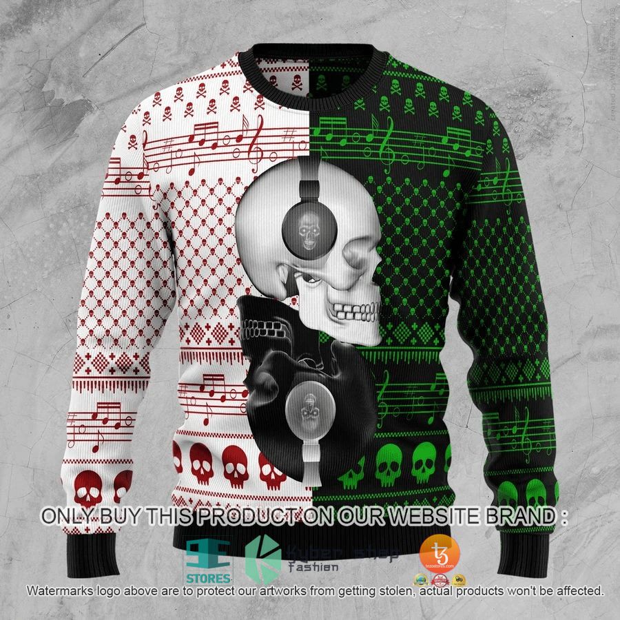 NEW Skull DJ Music Sweatshirt, Sweater 1 skull dj music ugly sweater 1 21246
