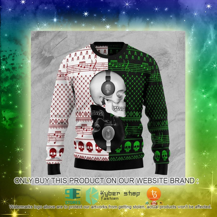 NEW Skull DJ Music Sweatshirt, Sweater 3 skull dj music ugly sweater 3 34776