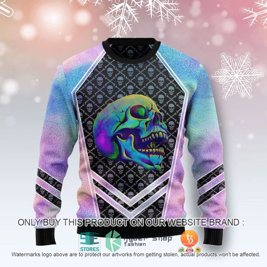 skull hologram ugly christmas sweater 1 24198