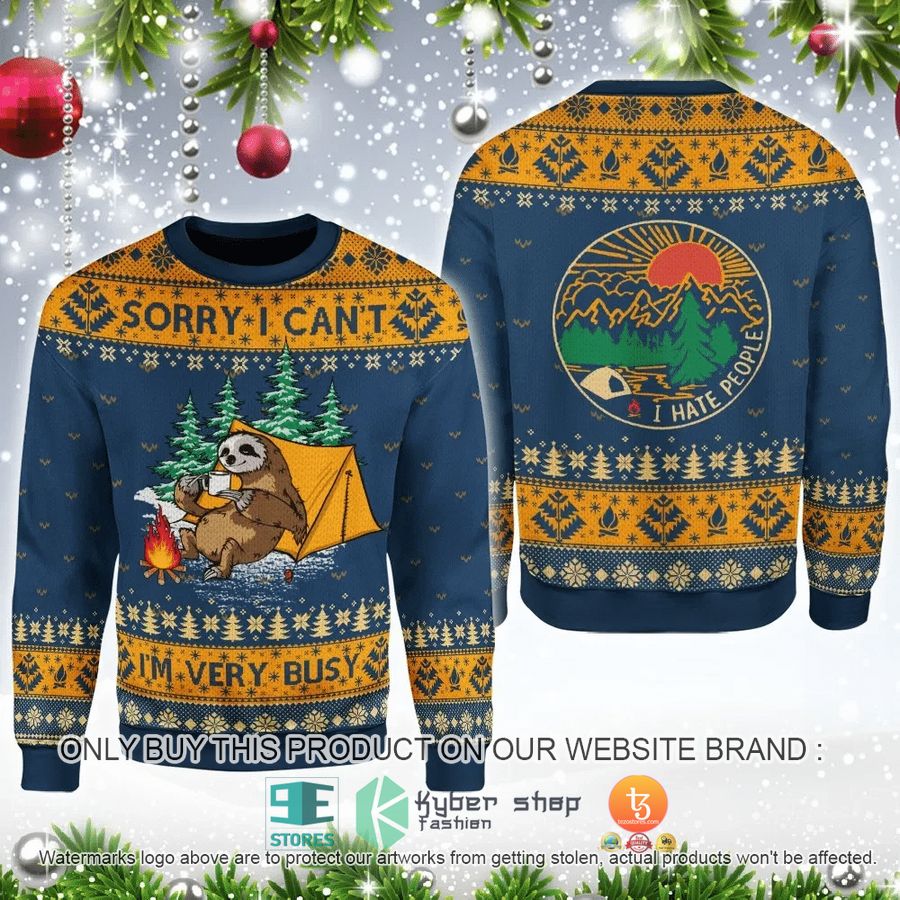sorry i cant im very busy sloth ugly christmas sweater 1 63698