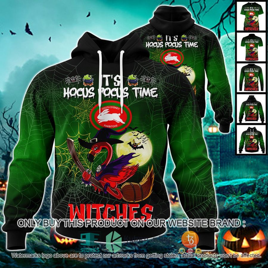 NEW South Sydney Rabbitohs It's Hocus Pocus Time Halloween Flamingo Witches Hoodie, Shirt 1 south sydney rabbitohs its hocus pocus time halloween flamingo witches shirt hoodie 1 56074