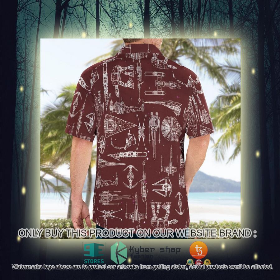 space ship pattern brown hawaiian shirt shorts 9 22122