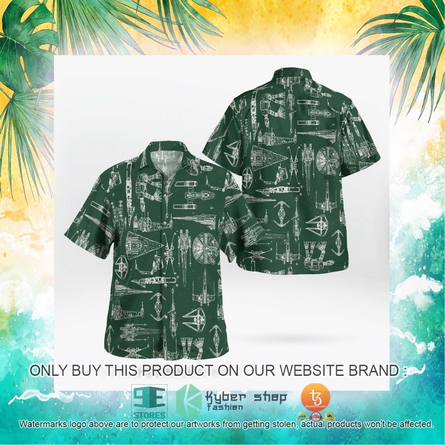 NEW Space Ship Pattern Green Hawaii Shirt, Shorts 16 space ship pattern green hawaiian shirt shorts 16 17727