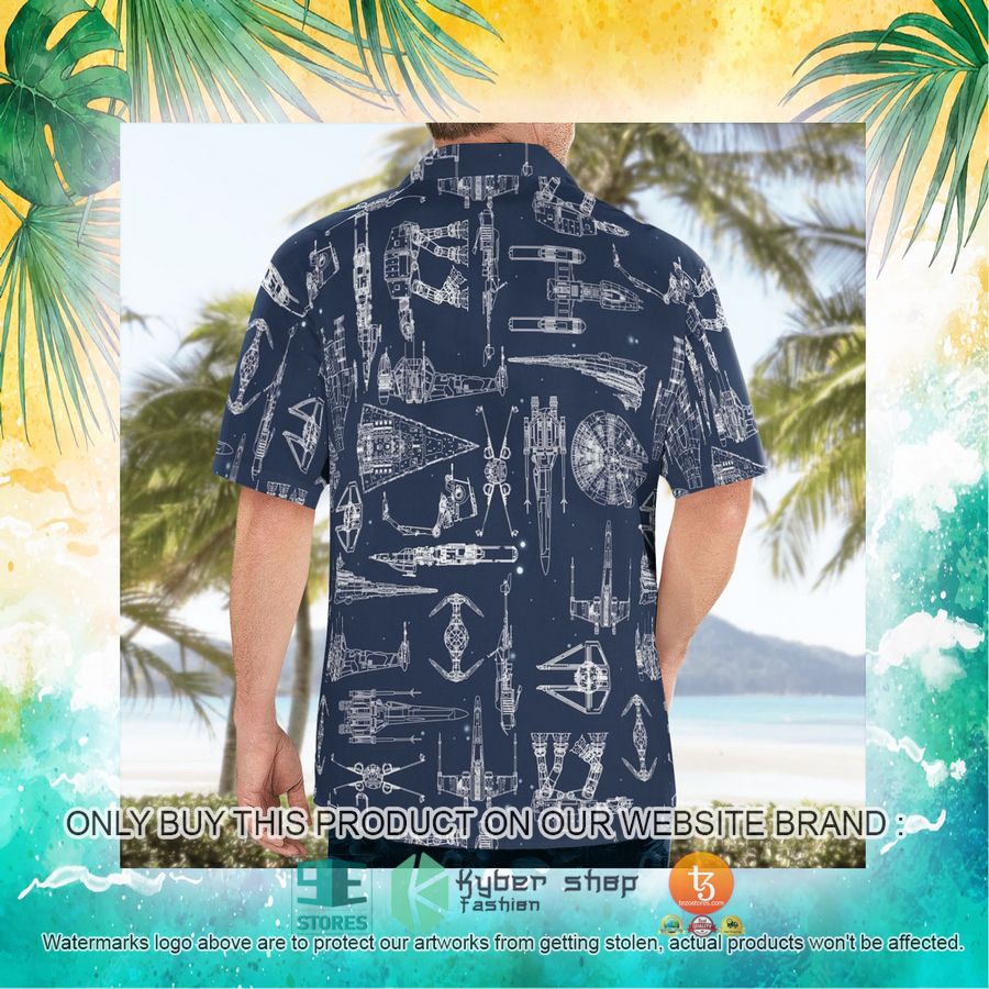 space ship pattern navy hawaiian shirt shorts 21 50491