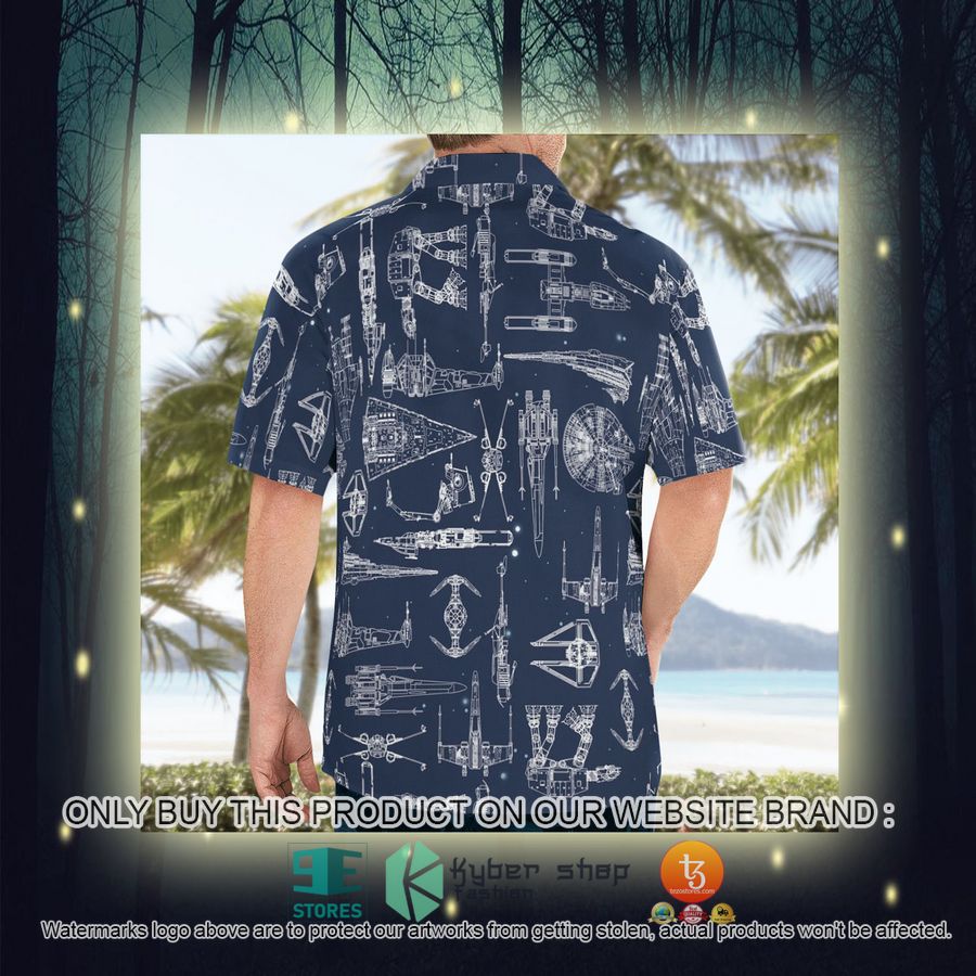space ship pattern navy hawaiian shirt shorts 9 58961