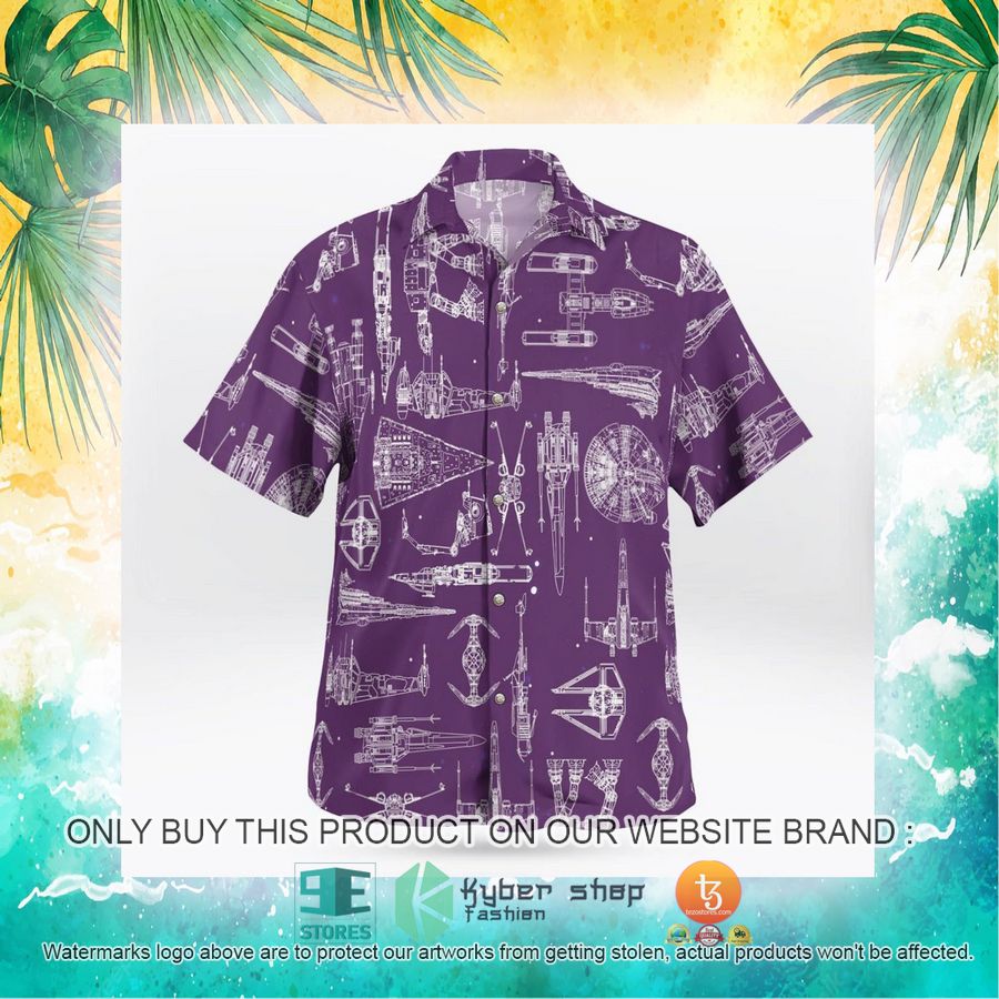 space ship pattern violet hawaiian shirt shorts 19 5530