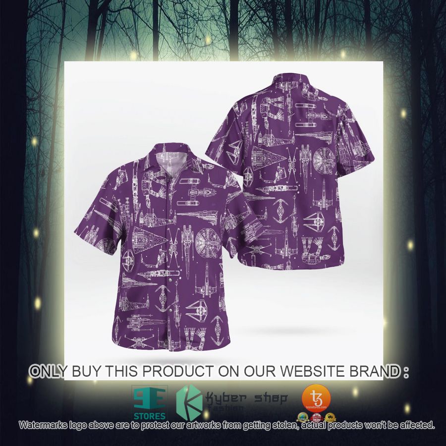 space ship pattern violet hawaiian shirt shorts 8 94373