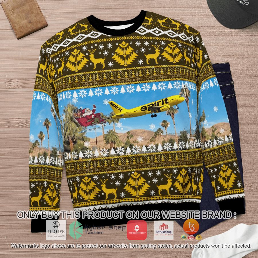 HOT Spirit Airlines Airbus A319 With Santa Over Palm Springs Christmas Sweater 5 spirit airlines airbus a319 with santa over palm springs christmas 3d sweater 5 18225