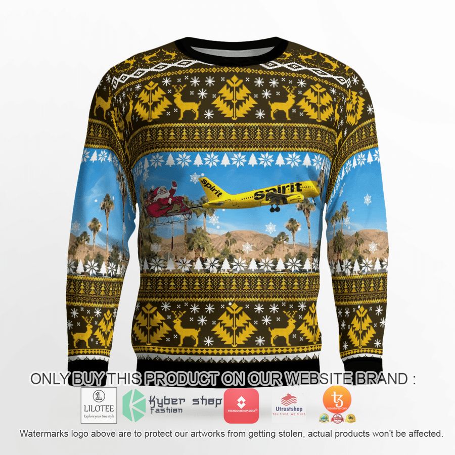 HOT Spirit Airlines Airbus A319 With Santa Over Palm Springs Christmas Sweater 7 spirit airlines airbus a319 with santa over palm springs christmas 3d sweater 7 70274