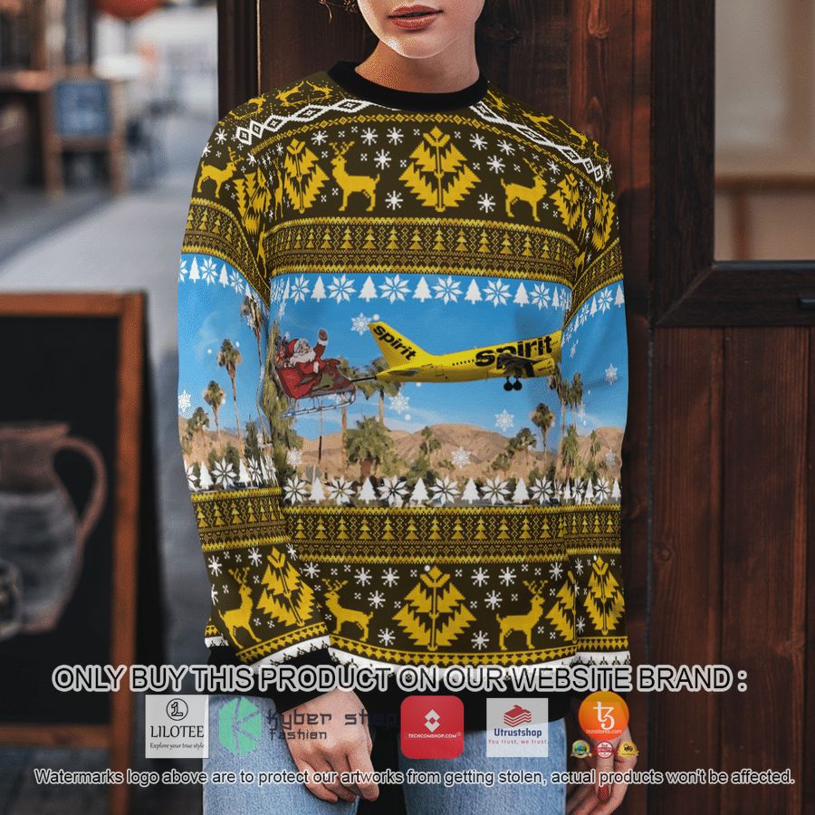 HOT Spirit Airlines Airbus A319 With Santa Over Palm Springs Christmas Sweater 9 spirit airlines airbus a319 with santa over palm springs christmas 3d sweater 9 47248