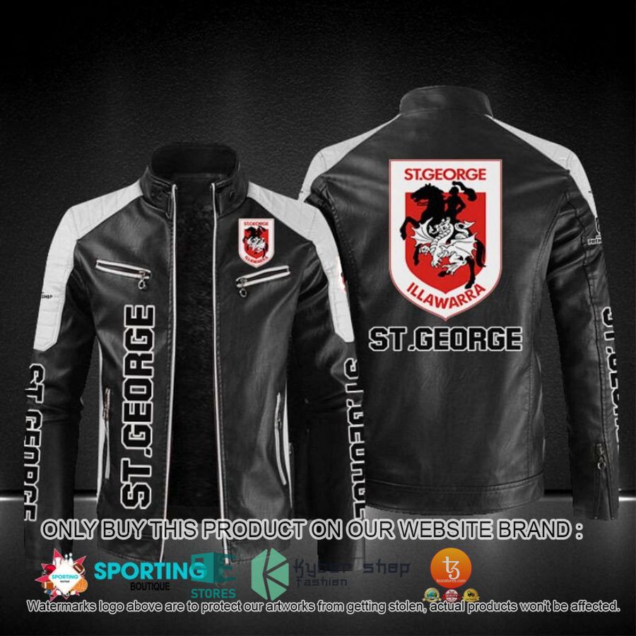 st george illawarra dragons block leather jacket 1 81821