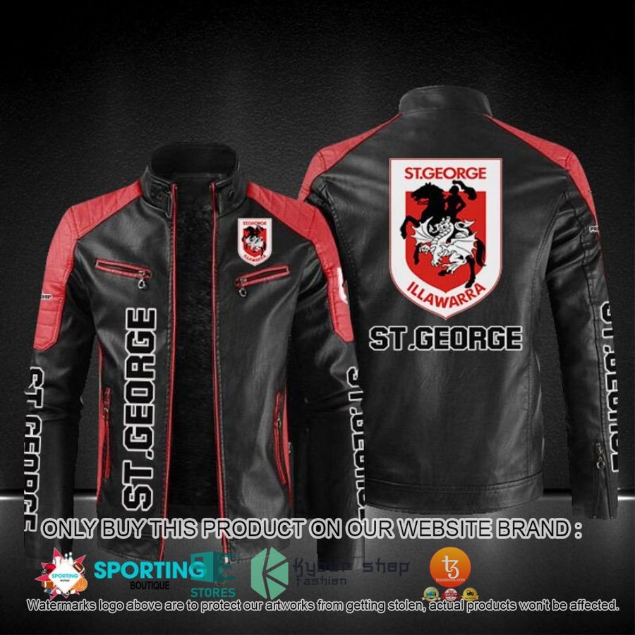 NEW St. George Illawarra Dragons NRL Block Leather Jacket 3 st george illawarra dragons block leather jacket 3 56871