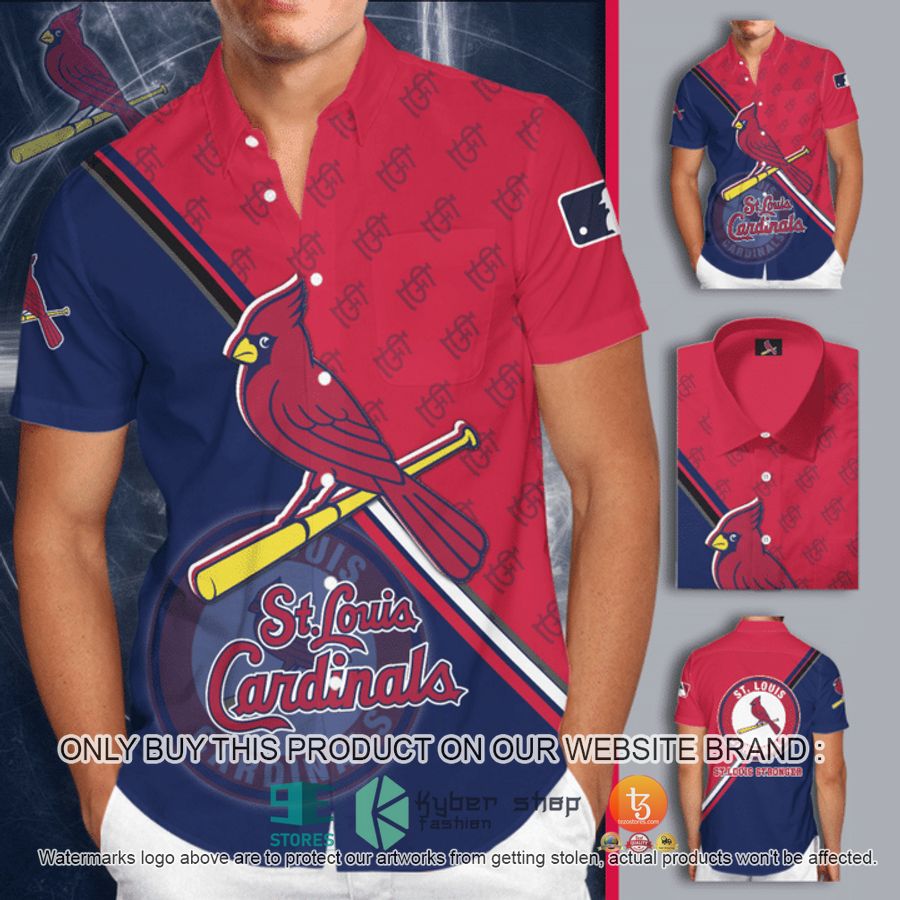 st louis cardinals logo red blue hawaiian shirt 1 55351