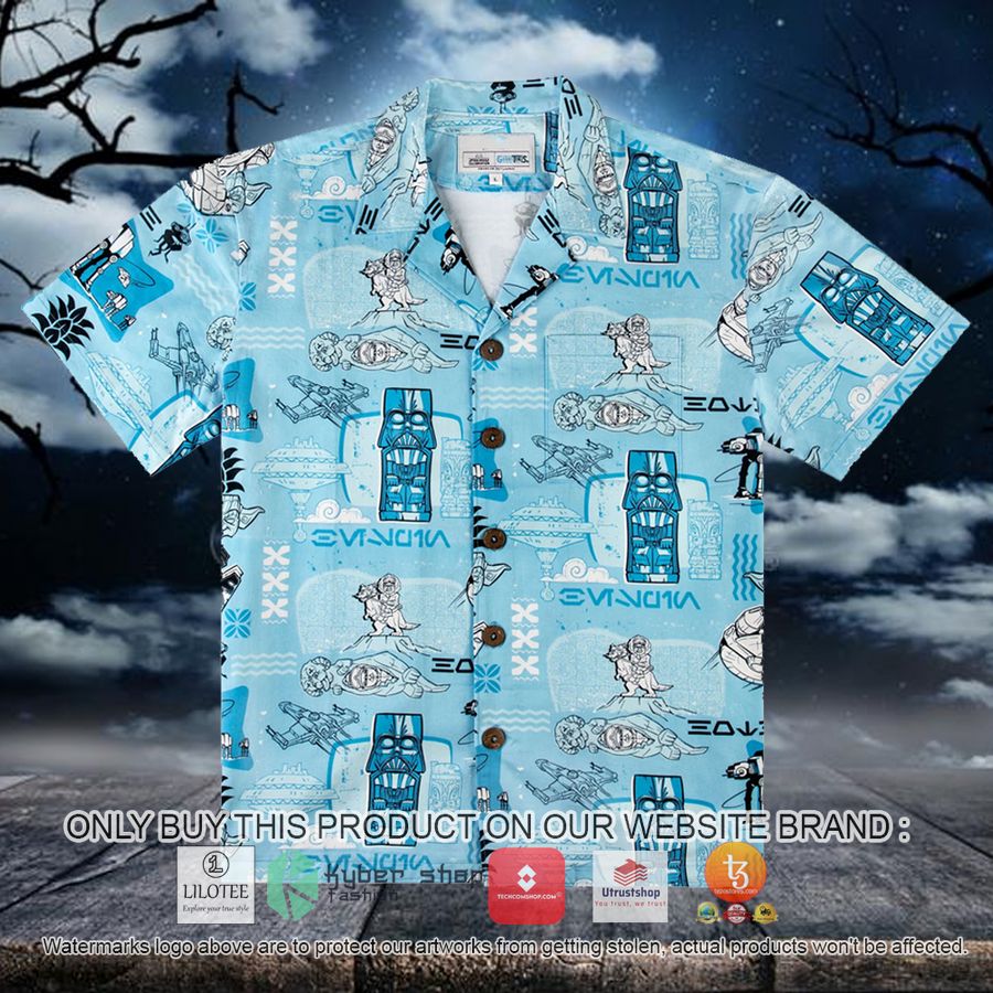 star war darth vader statue blue hawaiian shirt 1 10345
